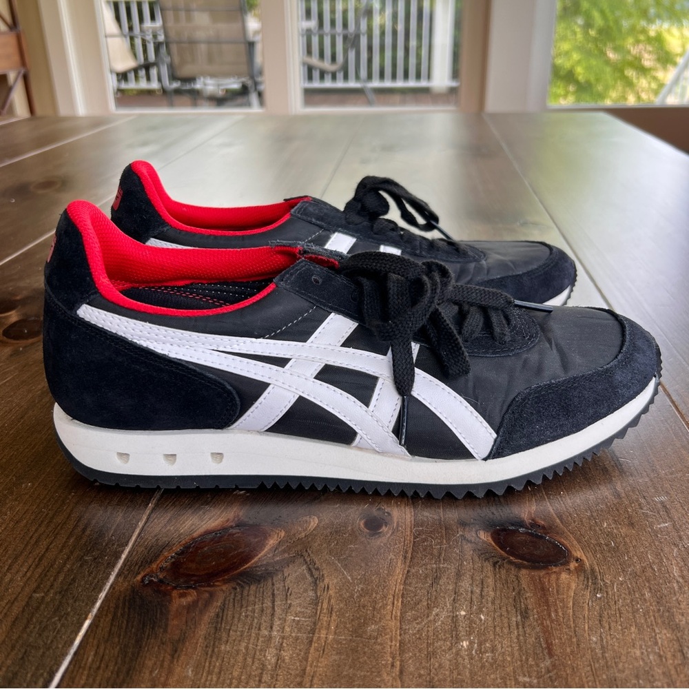 Onitsuka Tiger by Asics Black White Red Retro Runner Sneakers